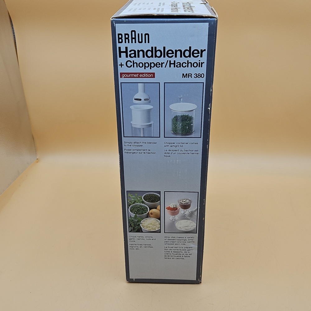 Braun Hand Blender + Chopper Gourmet Edition MR 380 New In Box Vintage NOS - Picture 4 of 8